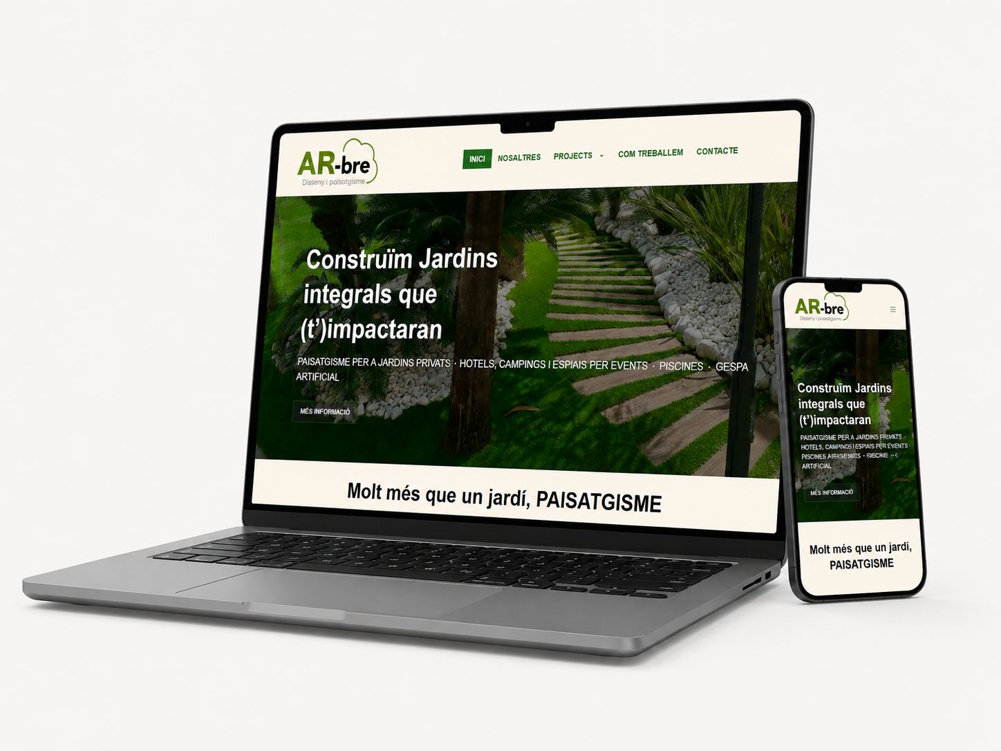 Disseny web i e-commerce — web AR-bre en portàtil i mòbil